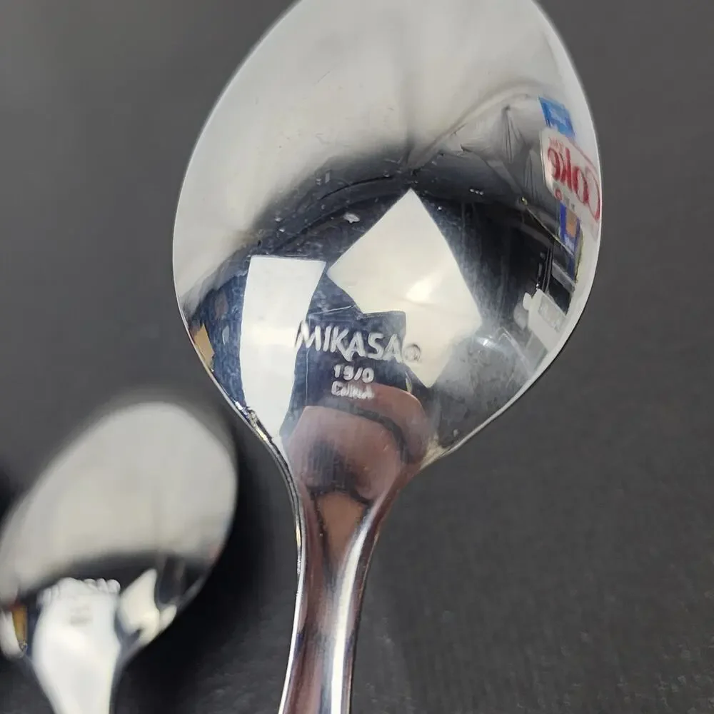 4 MIKASA Tortoise Handle Flatware Brown Acrylic Handle Soup /Tablespoons 8.5